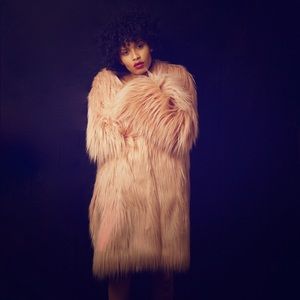 Off the runway BCBG shaggy fur mid length Coat